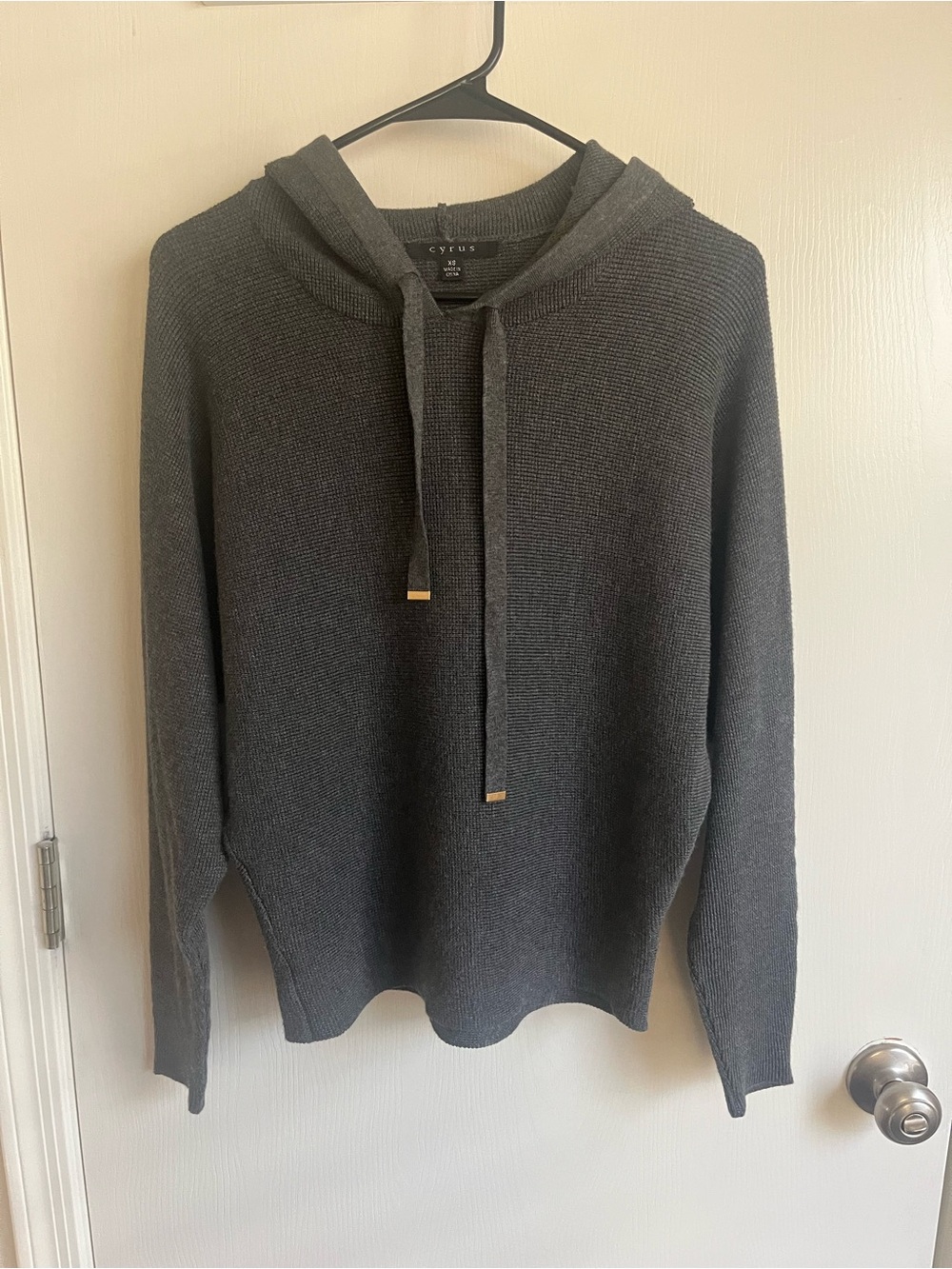 Cyrus Men's Dark Charcoal Hooded Crewneck Sweater